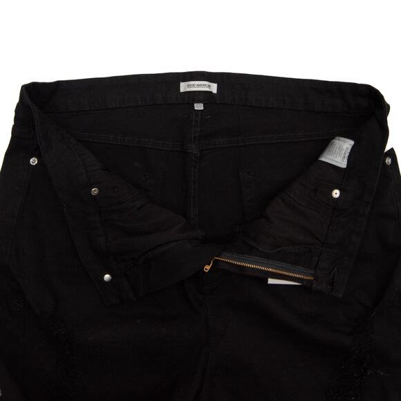 Good American Black Cut Off Jean Shorts Plus Size 24 - Picture 5 of 11